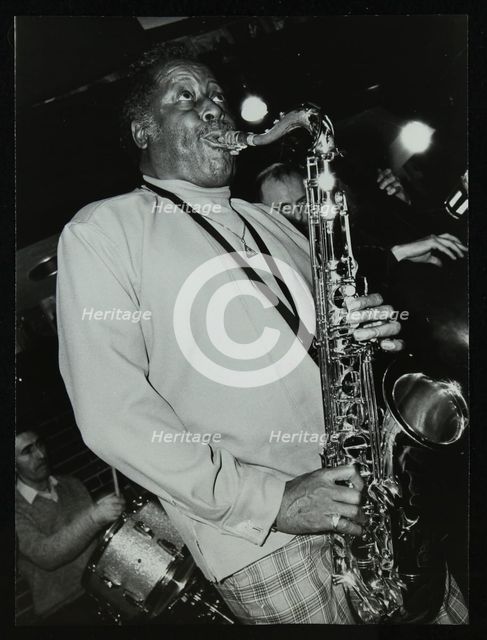 Tenor saxophonist Eddie 'Lockjaw' Davis playing at The Bell, Codicote, Hertfordshire, 12 April 1982. Artist: Denis Williams