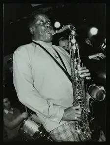 Tenor saxophonist Eddie Lockjaw Davis playing at The Bell, Codicote, Hertfordshire, 12 April 1982. Creator: Denis Williams