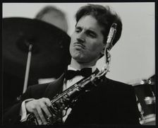 Tenor saxophonist Scott Hamilton at Knebworth, Hertfordshire, 1982. Creator: Denis Williams