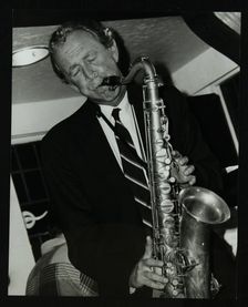 Tenor saxophonist Spike Robinson playing at The Bell, Codicote, Hertfordshire, 11 September 1986. Creator: Denis Williams