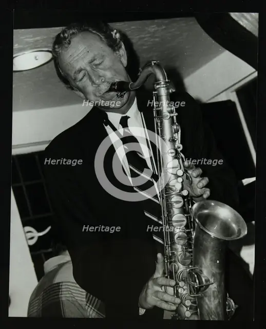 Tenor saxophonist Spike Robinson playing at The Bell, Codicote, Hertfordshire, 11 September 1986. Creator: Denis Williams.