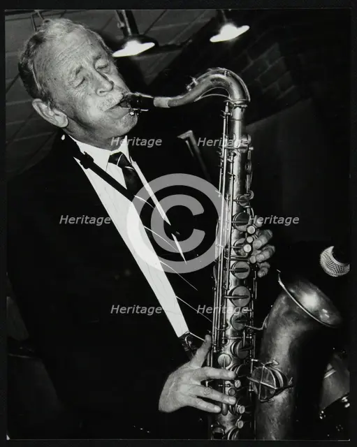 Tenor saxophonist Spike Robinson playing at The Fairway, Welwyn Garden City, Hertfordshire, 1992. Creator: Denis Williams.