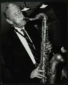 Tenor saxophonist Spike Robinson playing at The Fairway, Welwyn Garden City, Hertfordshire, 1992. Creator: Denis Williams