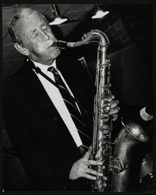 Tenor saxophonist Spike Robinson playing at The Fairway, Welwyn Garden City, Hertfordshire, 1992. Creator: Denis Williams