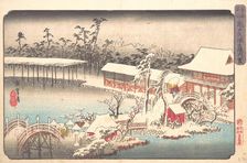 Tenmangu Shrine at Kameido in Snow, ca. 1833-43., ca. 1833-43. Creator: Ando Hiroshige