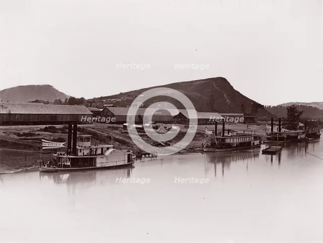 Tennessee River at Chattanooga (81 Lookout Mountain Spur), ca. 1864. Creator: George N. Barnard.