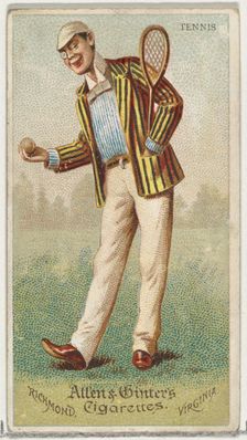 Tennis, from World's Dudes series (N31) for Allen & Ginter Cigarettes, 1888. Creator: Allen & Ginter