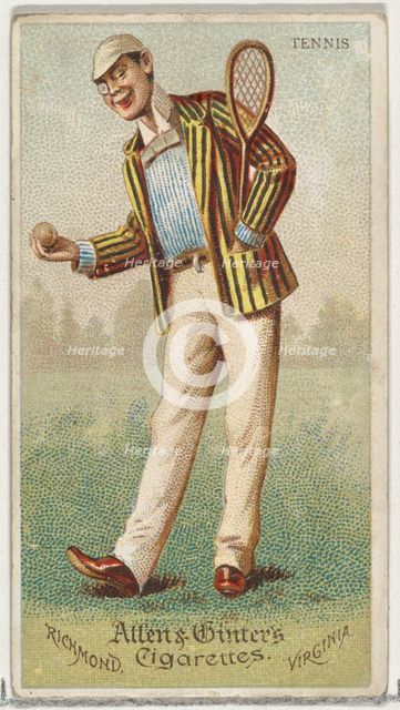 Tennis, from World's Dudes series (N31) for Allen & Ginter Cigarettes, 1888. Creator: Allen & Ginter.