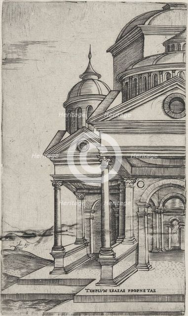 Tenplum Isaiae Prophetae, from a Series of 24 Depicting (Reconstructed) Build..., Plate ca. 1530-50. Creator: Anon.