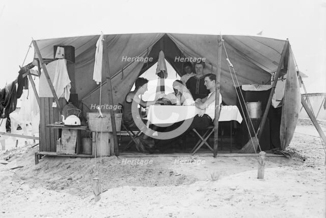 Tent City, Rockaway [card game], 1910. Creator: Bain News Service.