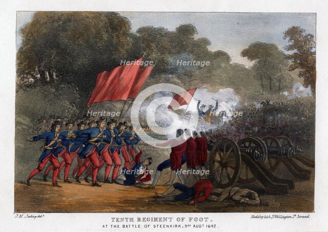 Tenth Regiment of Foot, at the Battle of Steenkerque, 3rd August 1692. Artist: Madeley