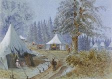 Tents pitched in the woods at Camp Gharreal, Murree, Punjab, 1870s. Creator: CJ Cramer-Roberts