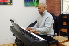 Terence Collie, Stuart Henderson Quartet, Clocktower Cafe Jazz Club, Croydon, London, April 2025. Creator: Brian O'Connor