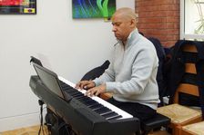 Terence Collie, Stuart Henderson Quartet, Clocktower Cafe Jazz Club, Croydon, London, April 2025. Creator: Brian O'Connor