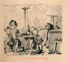 Terence reading his Play to Caecilius 1852. Artist: John Leech