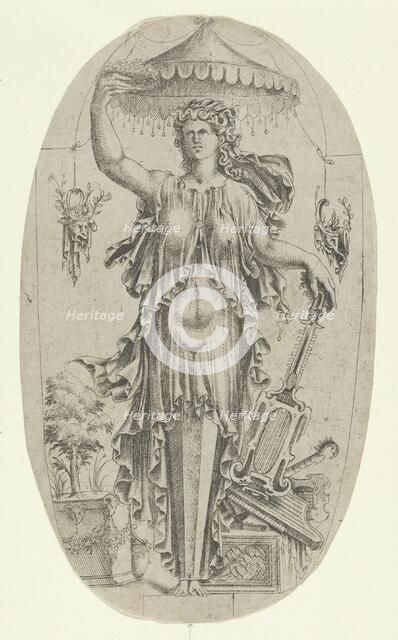 Term in the Form of a Woman with Musical Instrument, 1535-55. Creator: Jean Mignon.