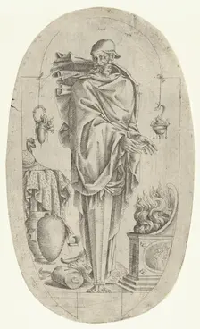 Term in the Form of an Old Man Warming His Hands, 1535-55. Creator: Jean Mignon
