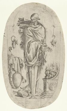 Term in the Form of an Old Man Warming His Hands, 1535-55. Creator: Jean Mignon