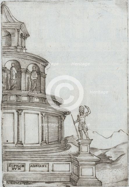 Termae Deocletiani, from a Series of Prints depicting (reconstructed) Build..., Plate ca. 1530-1550. Creator: Master GA.