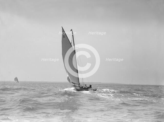 'Termagent', an early gaff rigged 8 Metre sailing yacht, 1911. Creator: Kirk & Sons of Cowes.