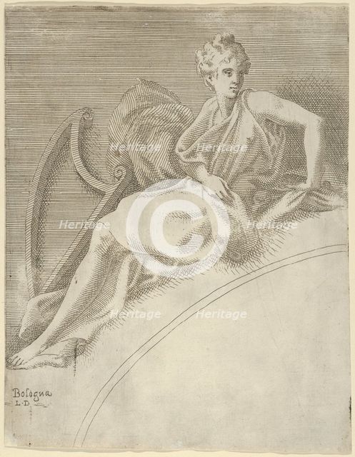 Terpsichore, from the series 'Twelve Muses and Goddesses', ca. 1542-45. Creator: Leon Davent.