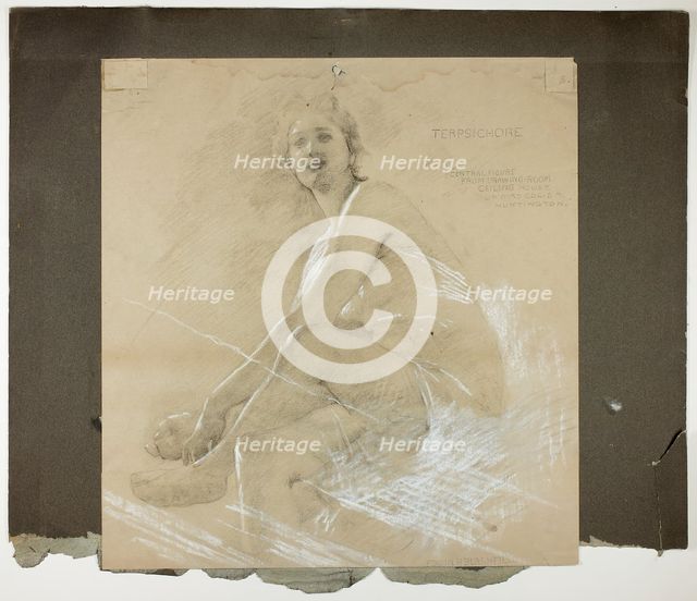 Terpsichore (recto), and Dancing Female Figure (verso), Mural Studies for Drawing Room ..., c. 1894. Creator: Edwin Howland Blashfield.