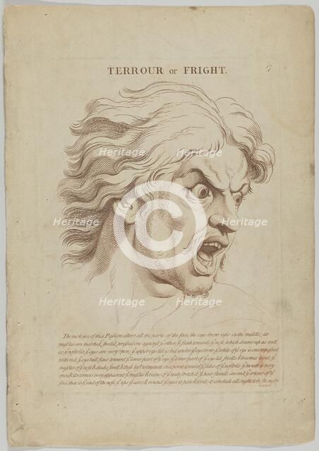 Terror or Fright (from Heads Representing the Various Passions of the Soul; as they are E..., 1765. Creator: Anon.