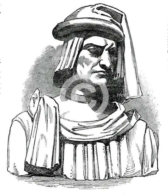 Terra Cotta Bust of Lorenzo de' Medici, by Michael Angelo, 1850. Creator: Unknown.