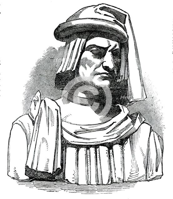 Terra Cotta Bust of Lorenzo de' Medici, by Michael Angelo, 1850. Creator: Unknown.