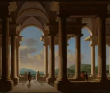 Terrace with a Colonnade-Architectural Study, 1656. Creator: Daniel de Blieck