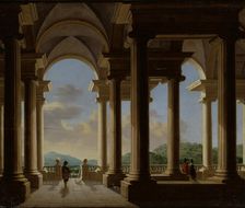 Terrace with a Colonnade-Architectural Study, 1656. Creator: Daniel de Blieck