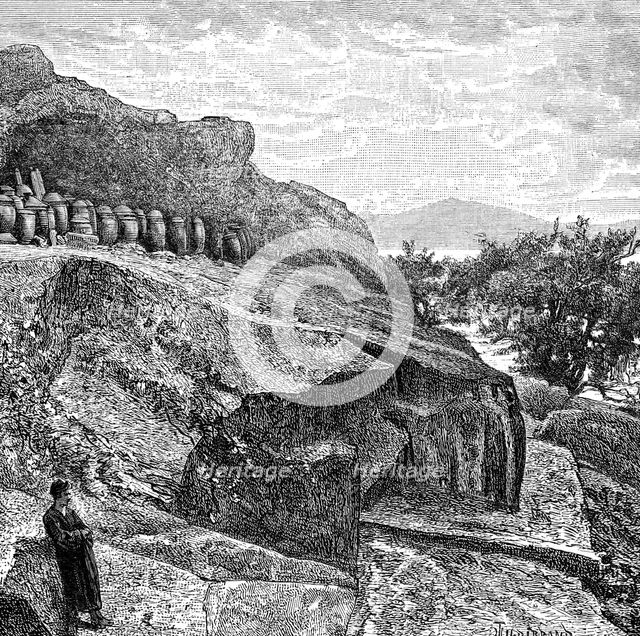 'Terrace with funeral urns near Amoy', c1890. Artist: Unknown