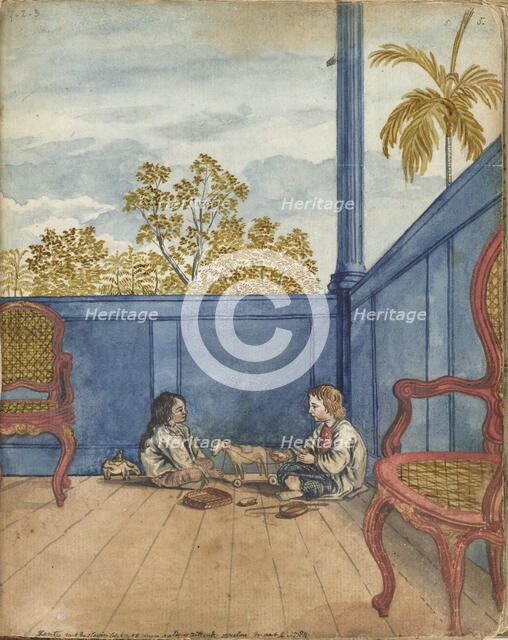 Terrace with son Jantje and Bietja, an enslaved girl, 1784. Creator: Jan Brandes.