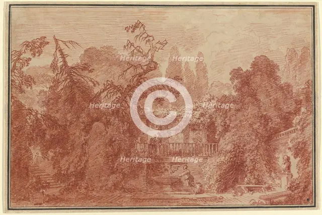 Terrace and Garden of an Italian Villa, 1762/1763. Creator: Jean-Honore Fragonard.