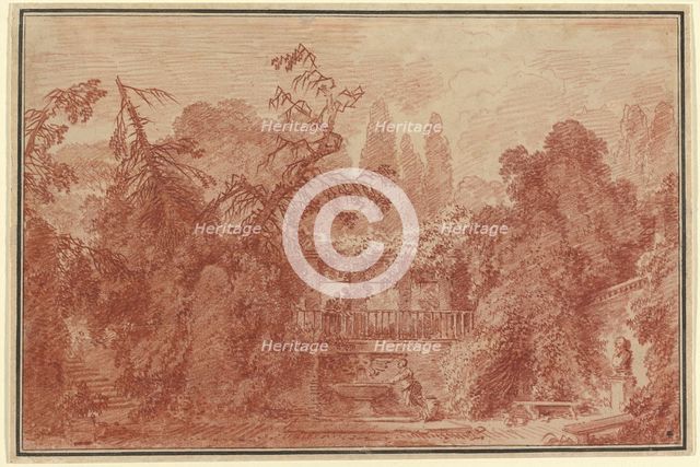 Terrace and Garden of an Italian Villa, 1762/1763. Creator: Jean-Honore Fragonard.