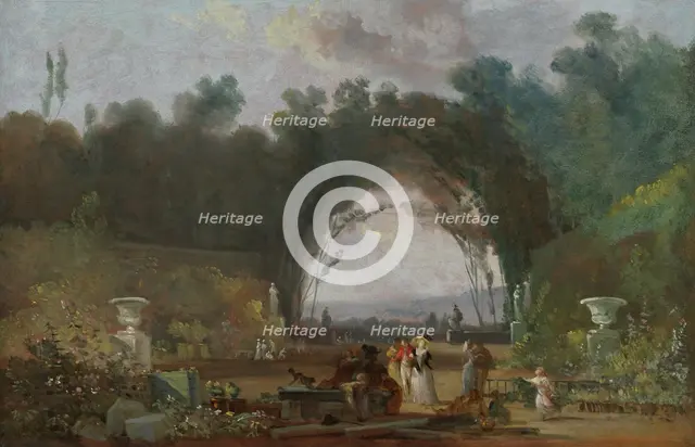 Terrace in the Saint-Cloud park, 1780s. Creator: Louis Gabriel Moreau.
