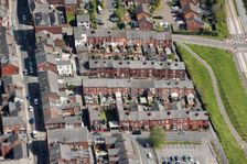 Terraced housing, part of Tyldesley High Street Heritage Action Zone, Wigan, 2021. Creator: Damian Grady
