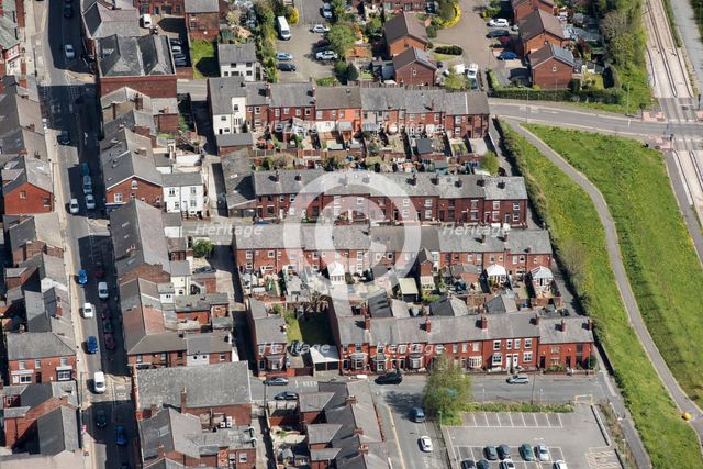 Terraced housing, part of Tyldesley High Street Heritage Action Zone, Wigan, 2021. Creator: Damian Grady.