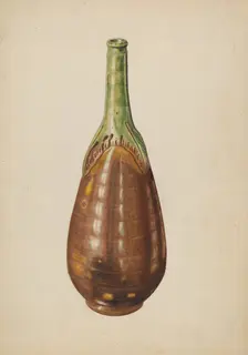 Terracotta Wine Bottle, 1935/1942. Creator: Al Curry