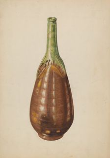 Terracotta Wine Bottle, 1935/1942. Creator: Al Curry