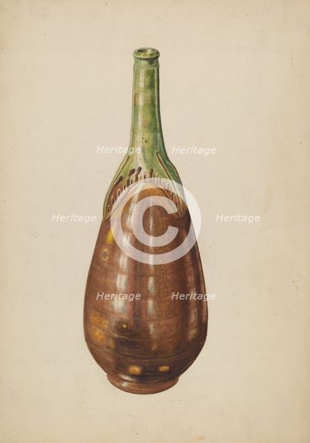Terracotta Wine Bottle, 1935/1942. Creator: Al Curry.