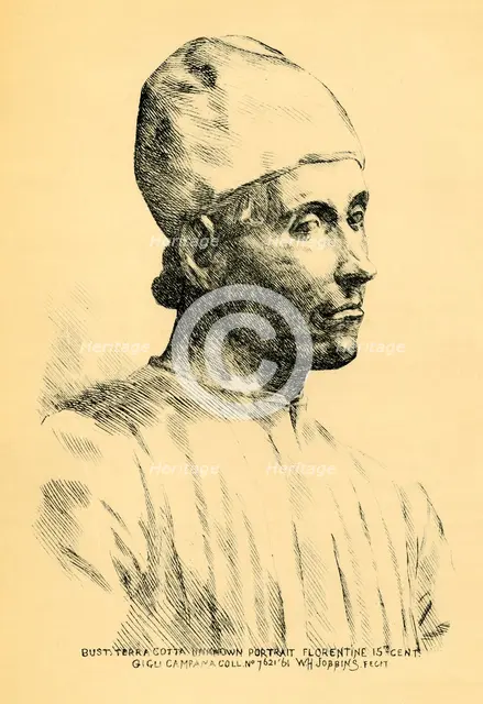 Terracotta bust of a young man, c1860s, (1881).  Creator: William H Jobbins.