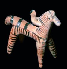 Terracotta figure of a horseman, Greek, from Tanagra, Boeotia, Greece, c550 BC