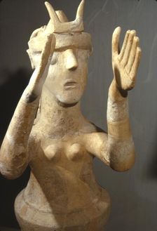 Terracotta Goddess from shrine at Karphi, Lassithi, Crete, c12th century BC