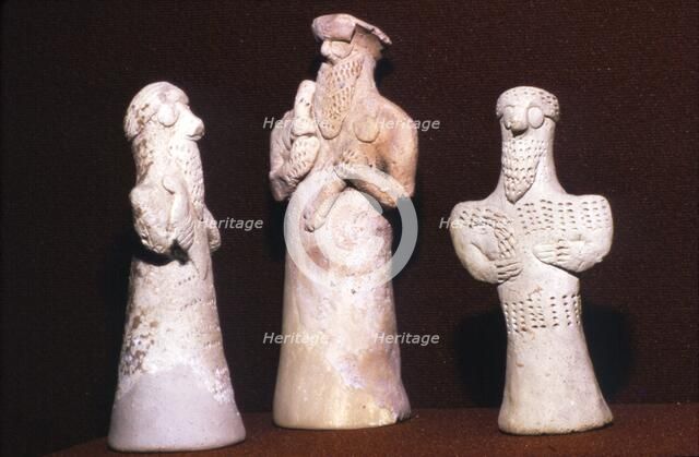 Terracotta group of King and Priests, Third Dynasty of Ur, 2100 BC-2000 BC.  Artist: Unknown.