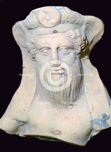 Terracotta head of Dionysus from a sanctuary. Artist: Unknown