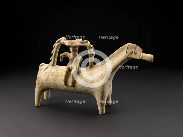 Terracotta horse rhyton with rider, Late Cypriot IIIB Period, c1125-c1050BC. Artist: Unknown.