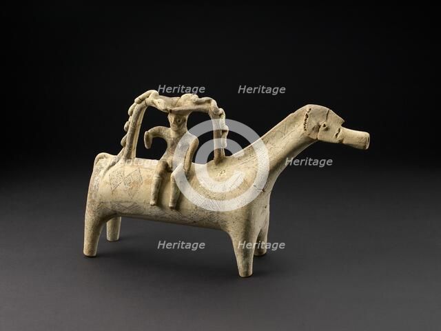 Terracotta horse rhyton with rider, Late Cypriot IIIB Period, c1125-c1050BC. Artist: Unknown.