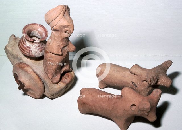 Terracotta model cart and bullocks, Indus Valley, Harappa, c3000- c2500 BC. Artist: Unknown