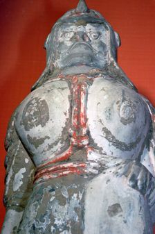 Terracotta painted soldier from the six dynasties period, China